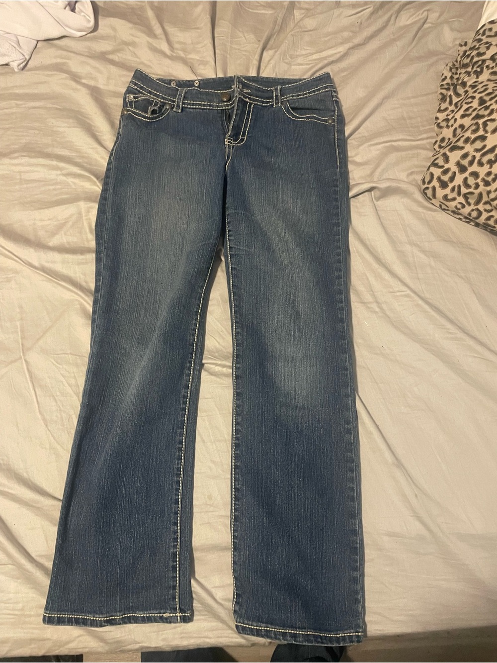 Y2K miss me like jeans, dark blue wash with the perfect flare